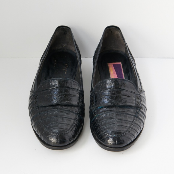 80s - SUSAN BENNIS - WARREN EDWARDS - Loafer - Men\'s - 10.5 - BLK - Crocodile main image 6